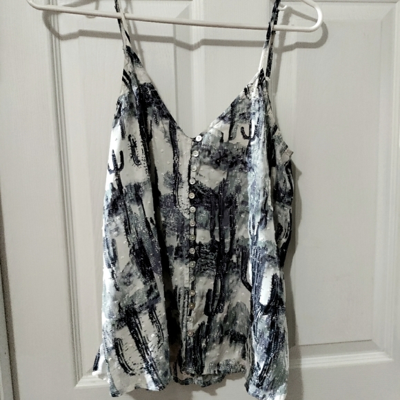 Blue & white camisole tank with buttons, Size S - Picture 1 of 7